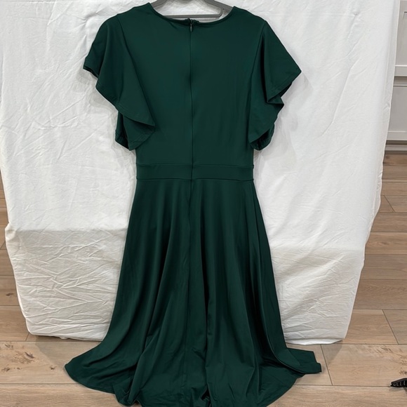 Dark Green Midi flutter sleeve PrettyGarden - Picture 3 of 7